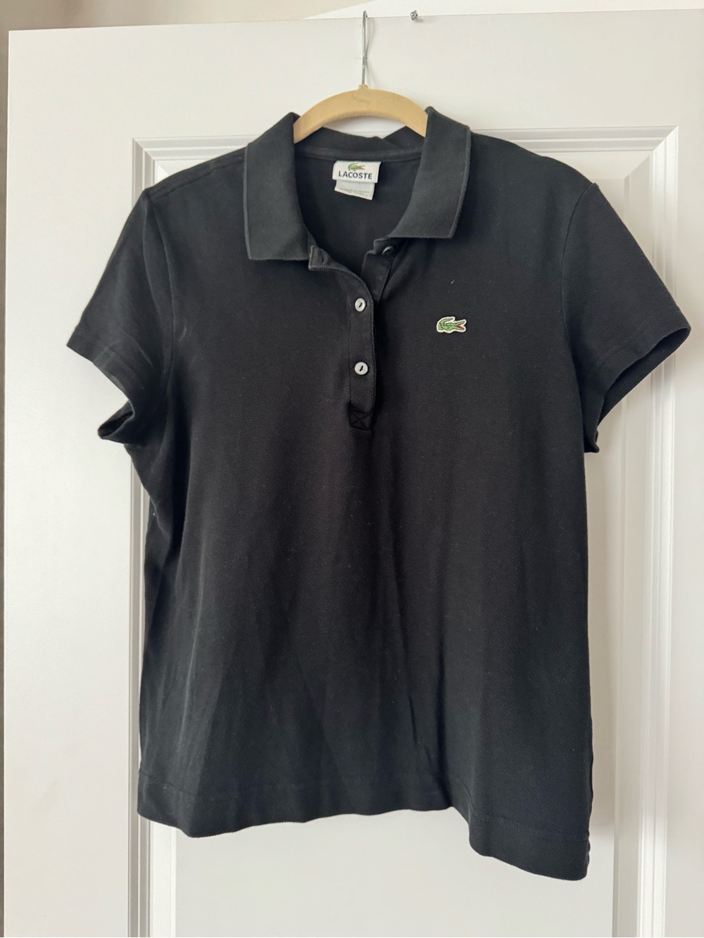 Lacoste Black Polo Shirt with Green Crocodile Logo